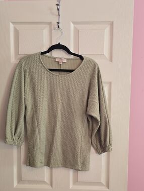 Philosophy Olive Ribbed Scoop Neck Top